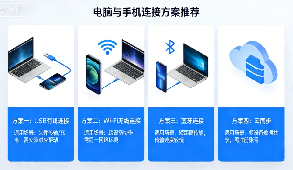 ff0fde770c45f58a4e16e7d1bff3f643 电脑与手机连接方案推荐